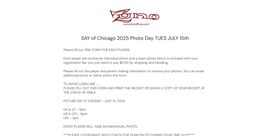 Picture day Tuesday July 15th